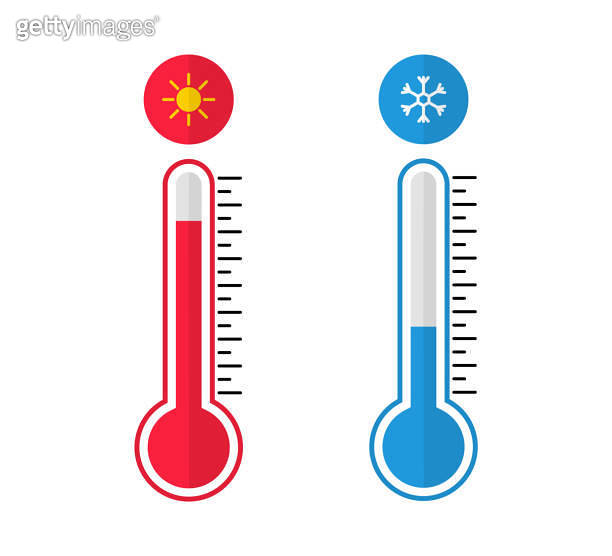 Thermometer with hot or cold temperature. Celsius meteorological
