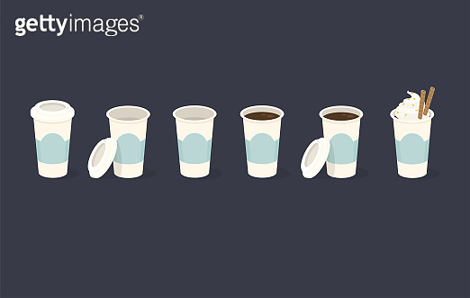 Clean Cups Animation Set of coffee plastic cup. Can be used like a animation. Vector ...
