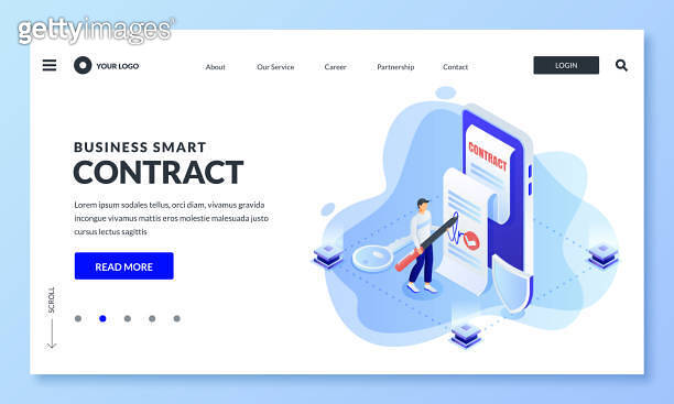 Smart contract and blockchain security technology concept. Vector 3d ...
