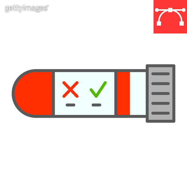 HIV test tube color line icon, aids and hiv, vial for analysis sign