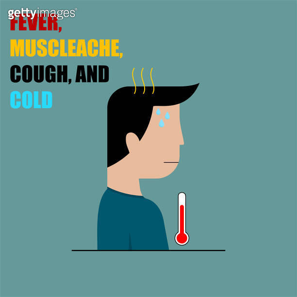 Fever, Muscle ache, Cough and Cold vector Illustration 이미지 (1215288010) 게티이미지뱅크