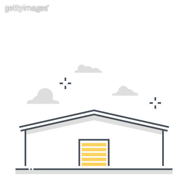 Storage building related color line vector icon, illustration 이미지