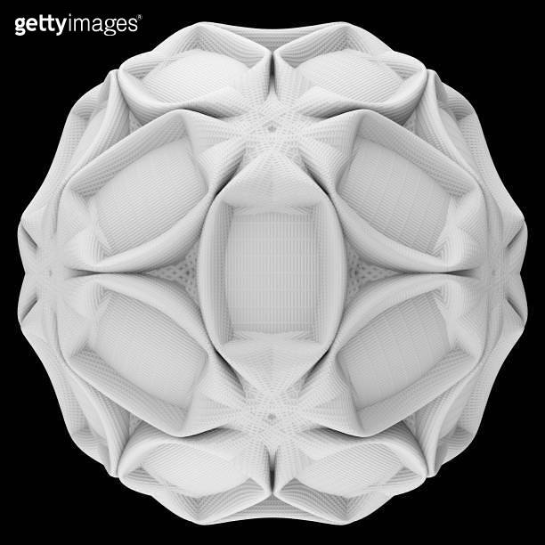 3d illustration of abstract highly detailed geometric white mesh object ...