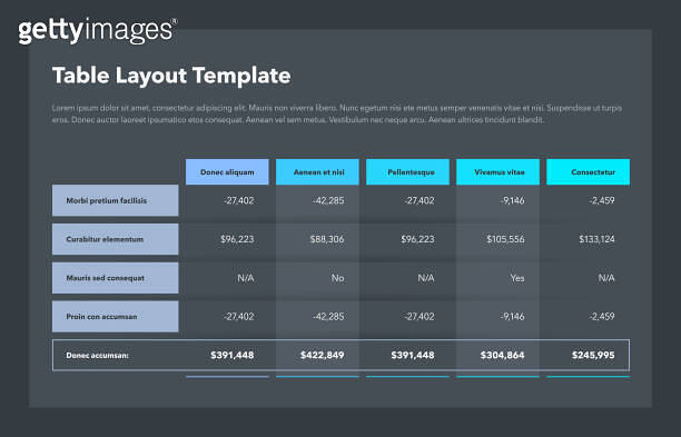 Total Layout Modern business table layout template with the total sum row and place ...