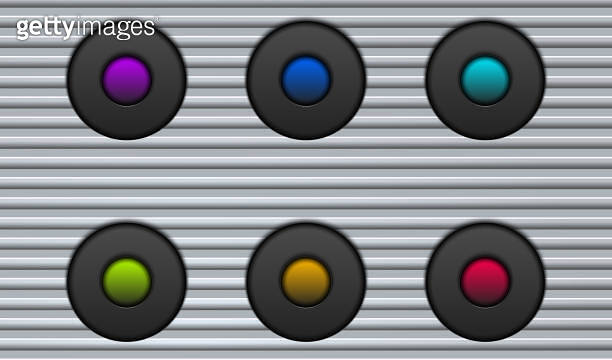 Backdrop Button Computer Technology abstract background. Color buttons on the relief metal ...