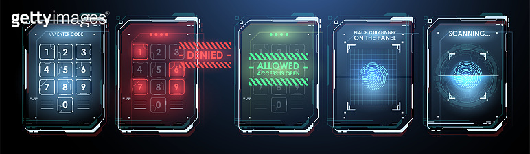 Scanning Control Panel Fingerprint Scanning Technology Concept Illustration. Control panel ...