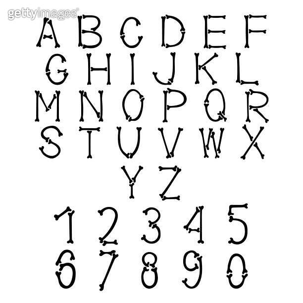 Vector english letters and numbers made of bones (1272377317) 일러스트, 무료 ...