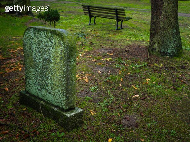 Gravestone cemetery commemoration mourning park bench 이미지 (1280470143 ...