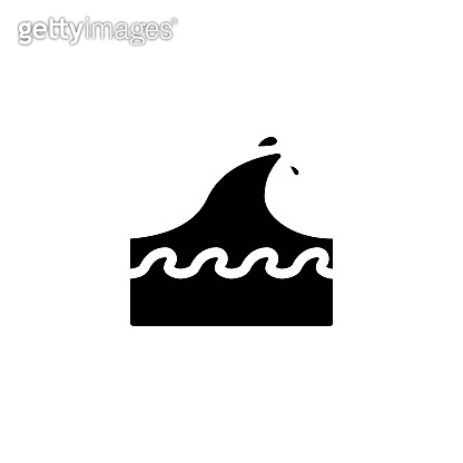Water wave vector icon. Isolated big ocean wave, surfing flat emoji ...