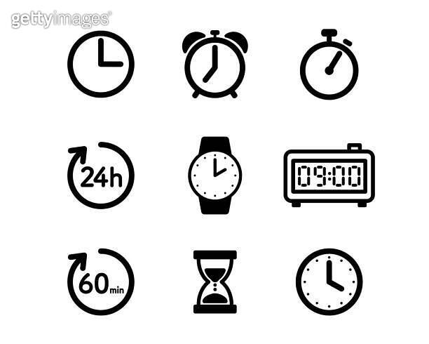 Set of simple and flat icons of various watches 이미지 (1260101184) - 게티이미지뱅크