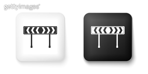Black and white Safety barricade symbol icon isolated on white ...