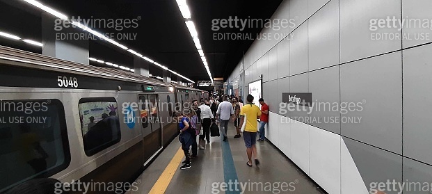 Underground Metro Rio Metro Station In Rio De Janeiro Brazil, People Departing After Arrival ...