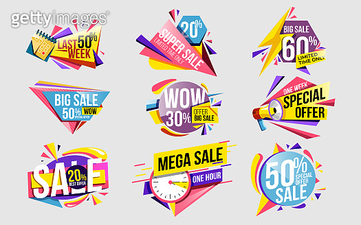 Discount sticker and price label set template 이미지 (1249826658) - 게티이미지뱅크