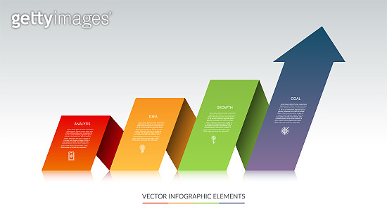 Vector infographic growth concept with 4 steps 이미지 (1217762133) - 게티이미지뱅크