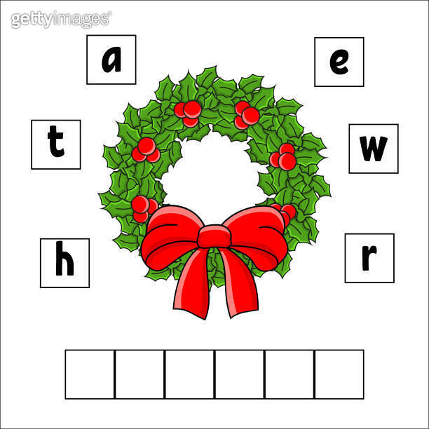 Words puzzle. Wreath. Education developing worksheet. Learning game for