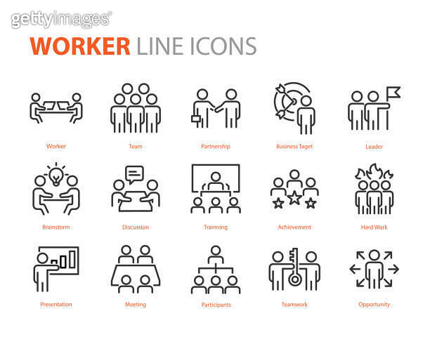 set of business icons, teamwork, working, meeting, management, people ...