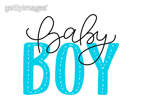 Cute Boy Lettering Baby boy. Vector cute baby Shower invitation with lettering for little ...