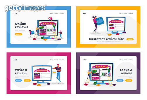 Website Ranking Template Online Review, Ranking, Rating Landing Page Template Set. Tiny ...