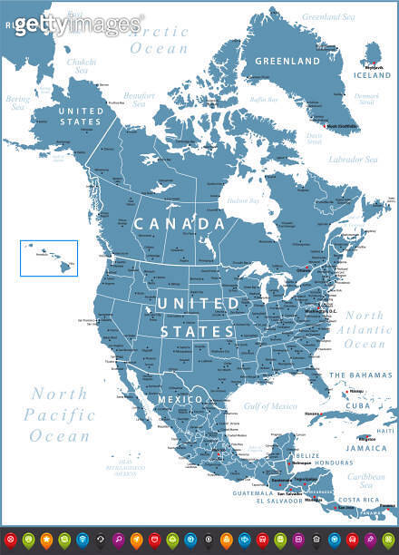 North America Map with United States - 1264887710
