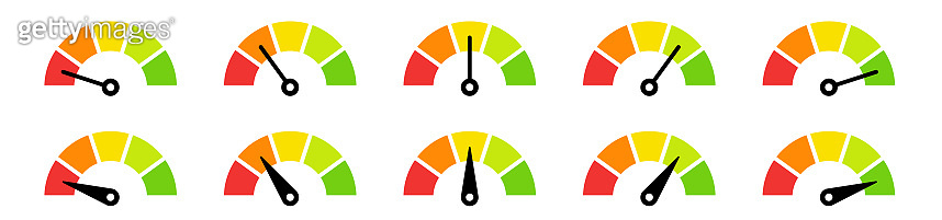 Scale from red to green with arrow in flat style, infographic element ...