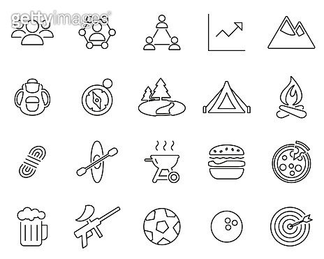 Team Building Icons Black & White Thin Line Set Big 이미지 (1270910766 ...
