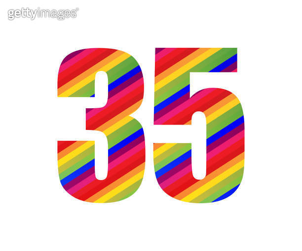 35 Number Rainbow Style Numeral Digit. Colorful Number Vector ...