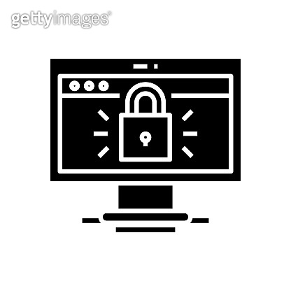 Blocked info black icon, concept illustration, vector flat symbol ...