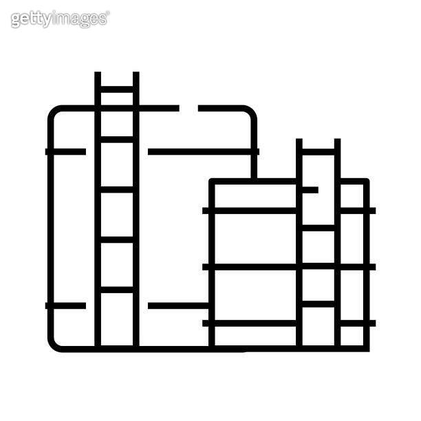 Oil tanks line icon, concept sign, outline vector illustration, linear