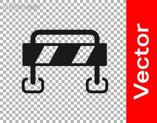 Black Road barrier icon isolated on transparent background. Symbol of ...
