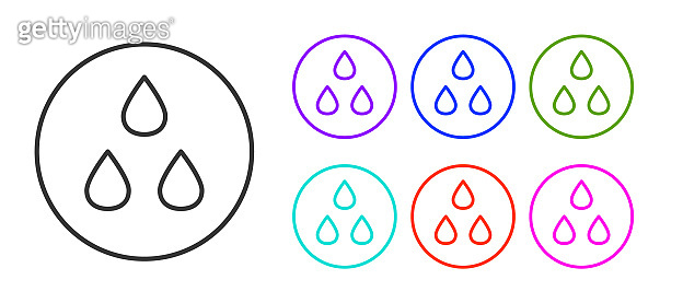 Black line Water drop icon isolated on white background. Set icons ...