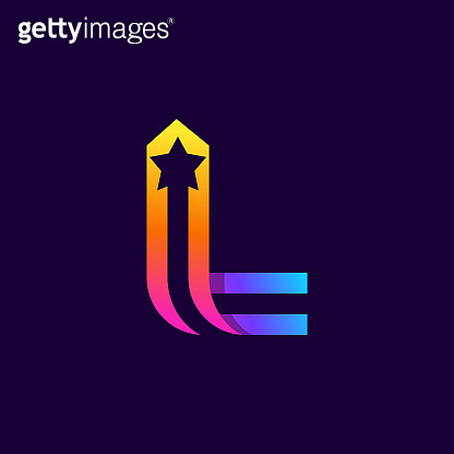 Parallel Letter L Letter L logo with star inside. Vector parallel lines icon. ์ด๋ฏธ์ง ...