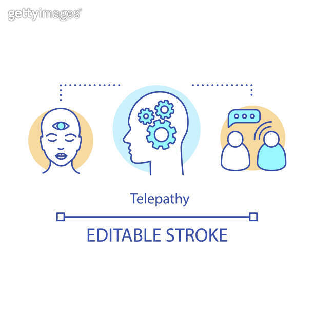 Telepathy concept icon. Mind reading, thought transference idea thin ...
