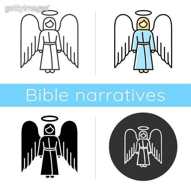 Angel Robe Vector Angel icon. Biblical archangel. Human figure in robe with wings and ...