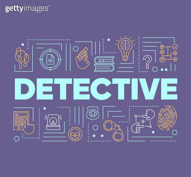 Detective word concepts banner. Presentation, website. Crime fiction ...