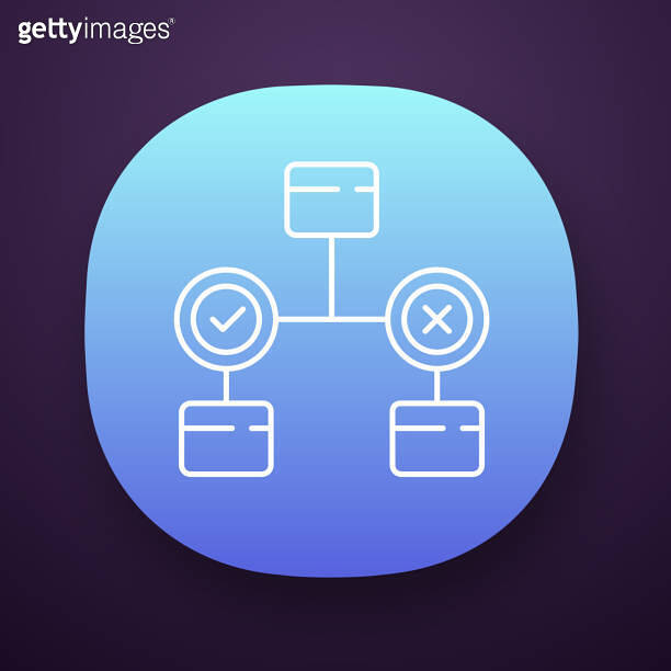 Decision diagram app icon. Block chart. Problem solutions. Operations ...
