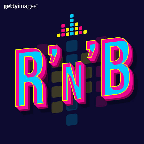 RnB vintage 3d vector lettering. Retro bold font, typeface. Pop art ...