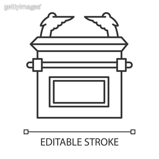 Ark of the Covenant linear icon. Bible story. Golden Ark of God and ...