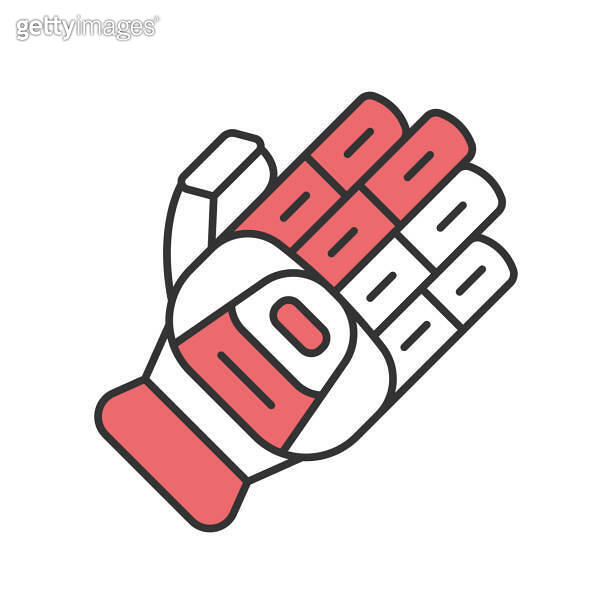 Cricket glove color icon. Batting glove. Body protection for batsman
