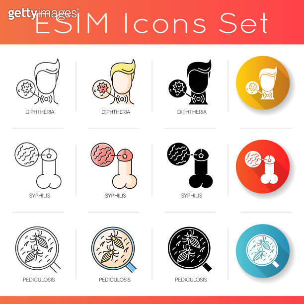 Contagious infections icons set. Linear, black and RGB color styles ...