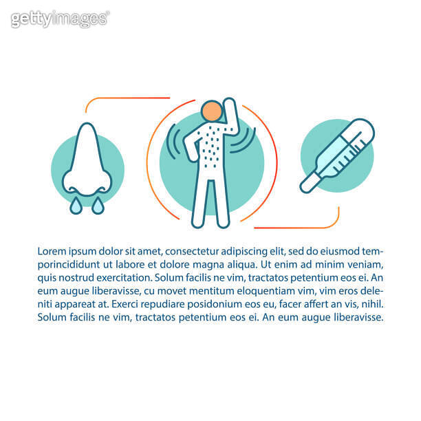 Allergy symptoms article page vector template. Skin rash, fever ...