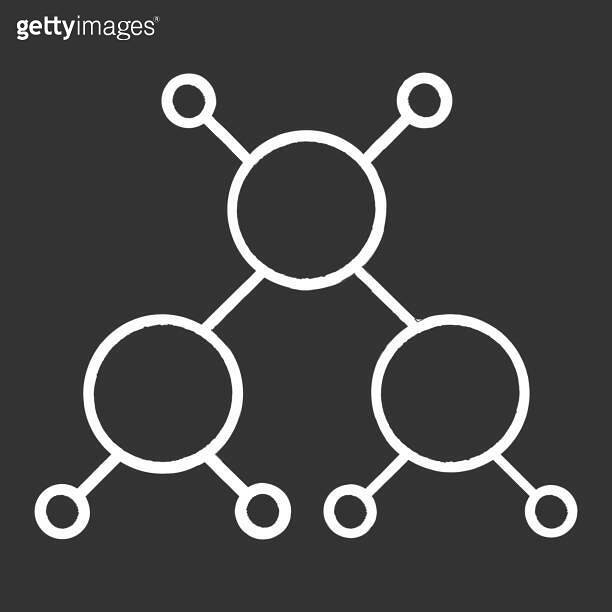 Molecule visualization chalk icon. Crystal structure scheme. Molecular ...