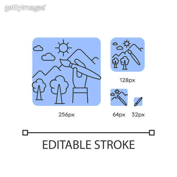 Illustrator artist blue linear icons set 이미지 (1270379564) - 게티이미지뱅크