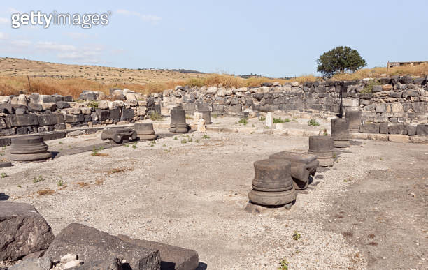 Remains of the main hall of the temple in ruins of the Greek - Roman ...