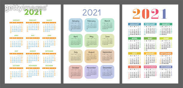 Calendar 2021 year set. Vector pocket or wall calender template ...
