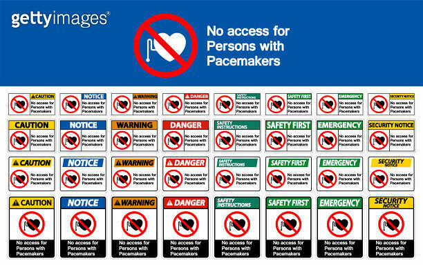 Blue Pacemaker Sign No Access For Persons With Pacemaker Symbol Sign On White Background ...