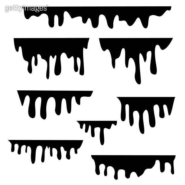 Dripping ink. Melting paint, liquid drops black oil (1287464291) - 게티이미지뱅크