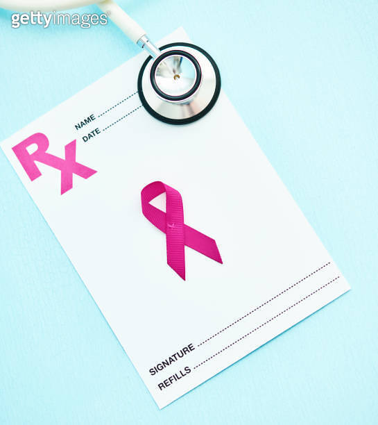 Rx Ribbons Prescription Form with Stethoscope and Breast Cancer Awareness Ribbon ...