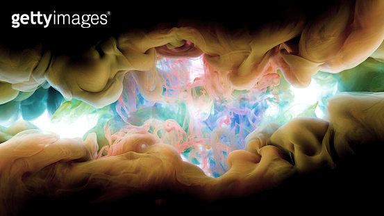 Color paint drops mixing in water, abstract color mixing in water slow ...
