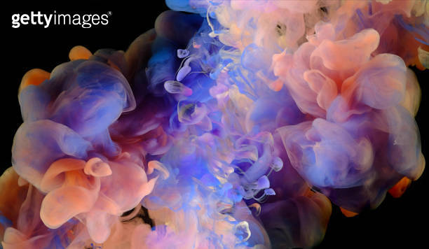 Color paint drops mixing in water, abstract color mixing in water slow ...