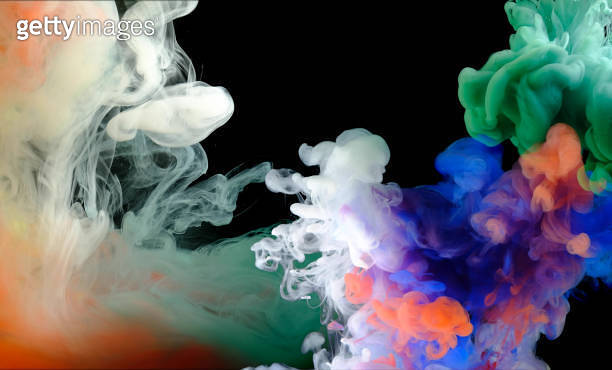 Color paint drops mixing in water, abstract color mixing in water slow ...